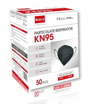 짠 것이 아닌 검은 KN95 면 마스크, KN95 인공 호흡 장치 마스크, KN95에 있는 보호 수준