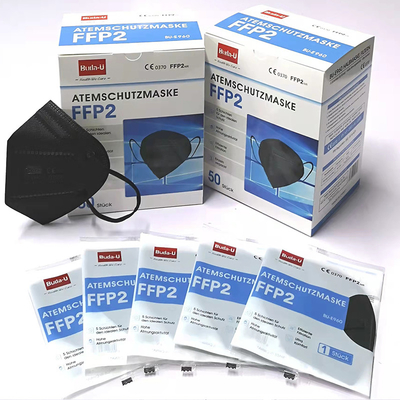 검은 FFP2 필터링 반면마스크, 짠 것이 아닌 인공 호흡 장치 마스크, 라이닝 층 백인과 전체 5 층, CE 0370과 FDA