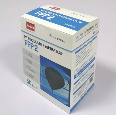 상품 패킹상자, 흑색 컬러, 50 PC / 박스와 FFP2 방진 마스크인 CE 0370과 FFP2 보호하는 면 마스크
